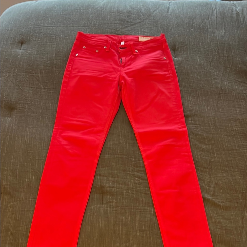 Rag & Bone Red Skinny Jeans with Sleek Sheen
